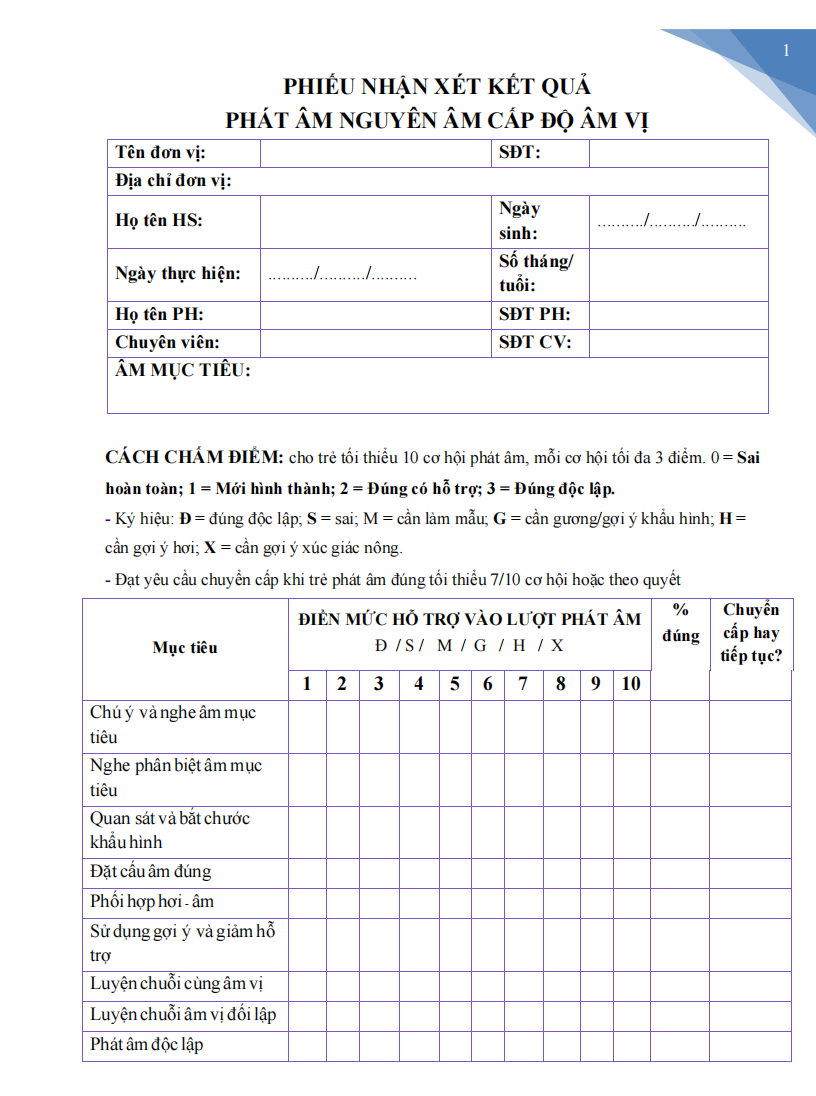 Phiếu đánh giá sau mỗi ca can thiệp phát âm/chỉnh ngọng — ảnh 3